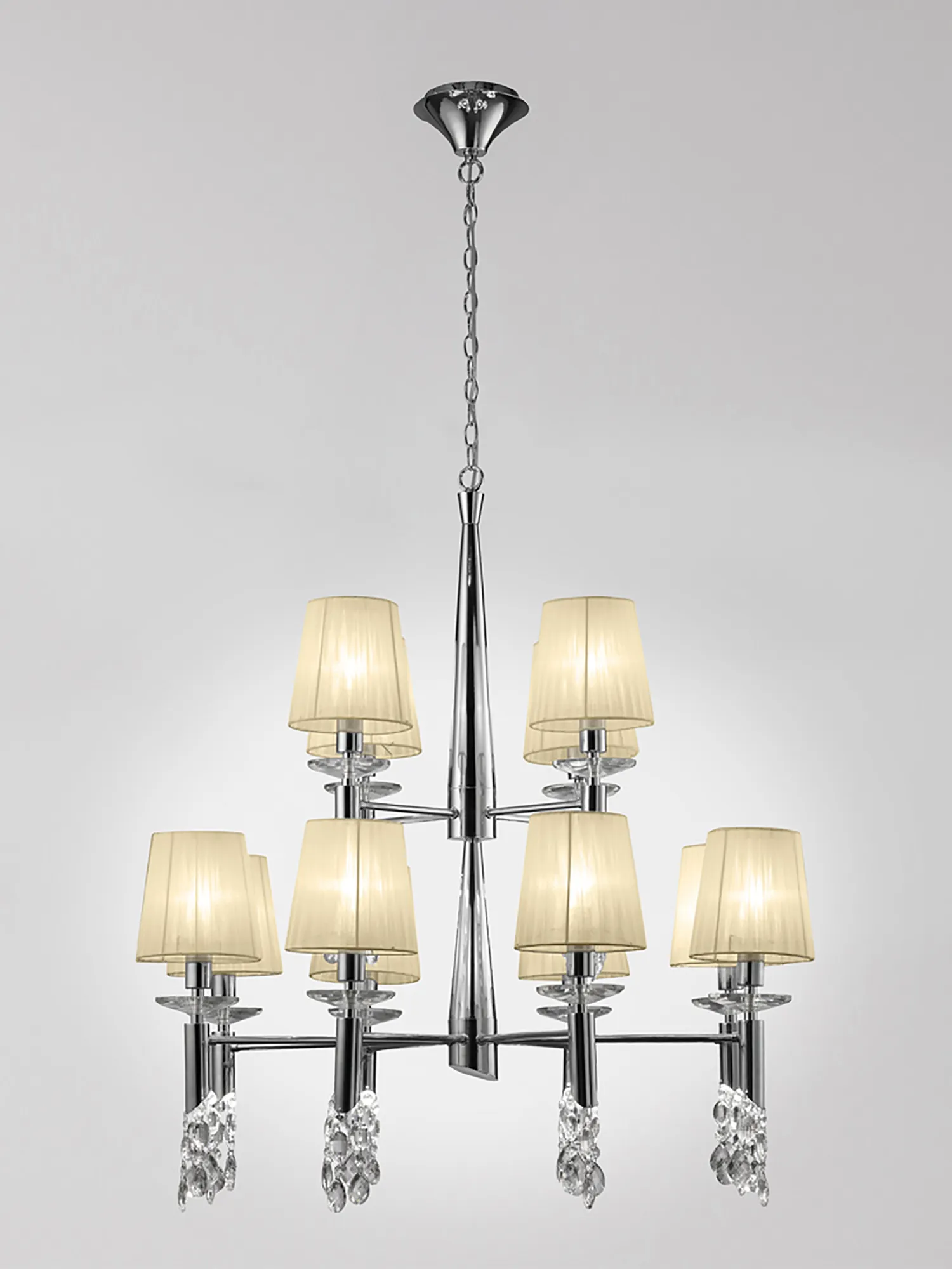 Tiffany Polished Chrome-Cream Crystal Ceiling Lights Mantra Tiered Crystal Fittings Tiffany Polished Chrome-Cream Crystal Ceiling Lights Mantra Tiered Crystal Fittings